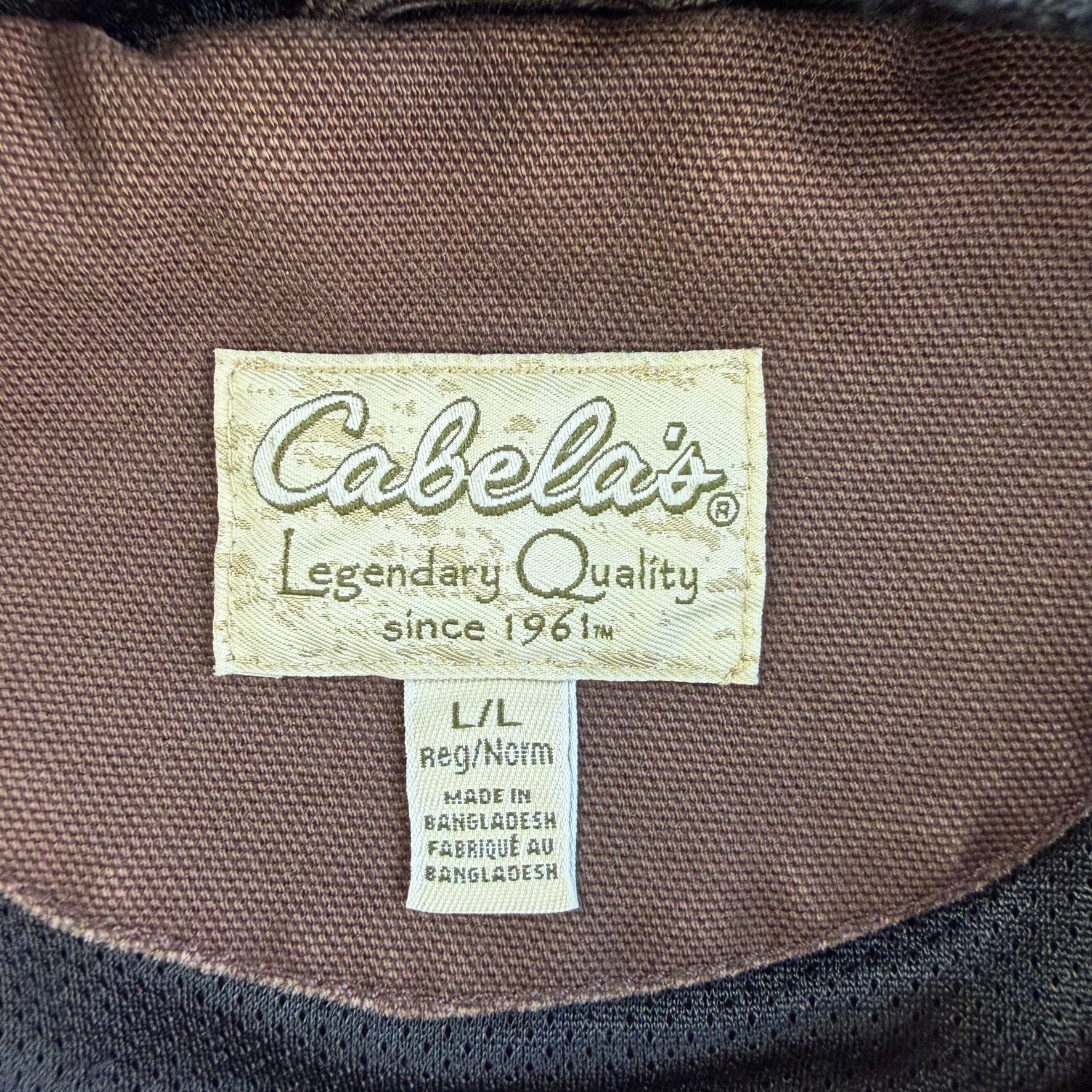 Vintage Cabela's Chocolate Brown Canvas Hooded Workwear Jacket - L