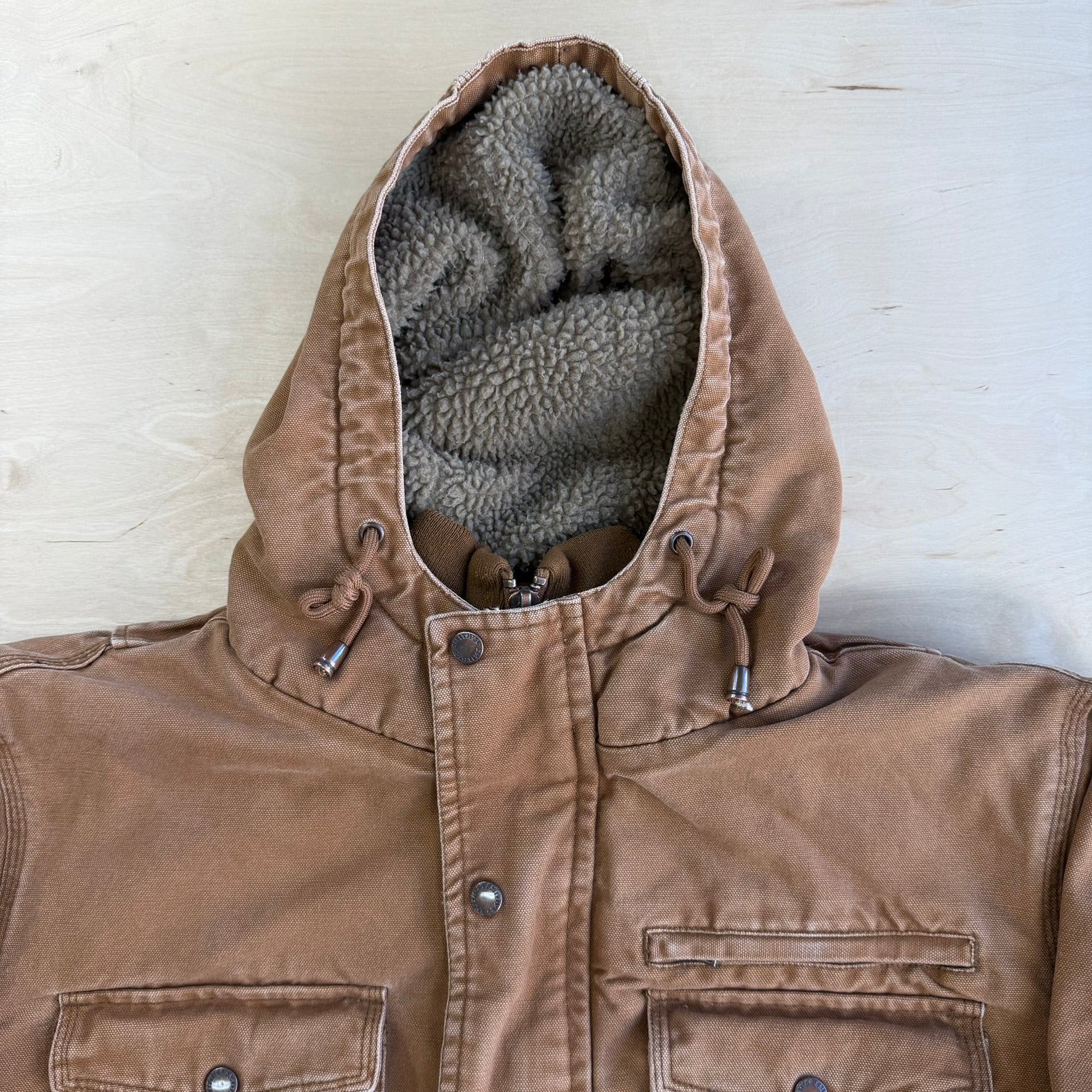 Vintage Smith Sherpa Lined Canvas Hooded Work Jacket - M