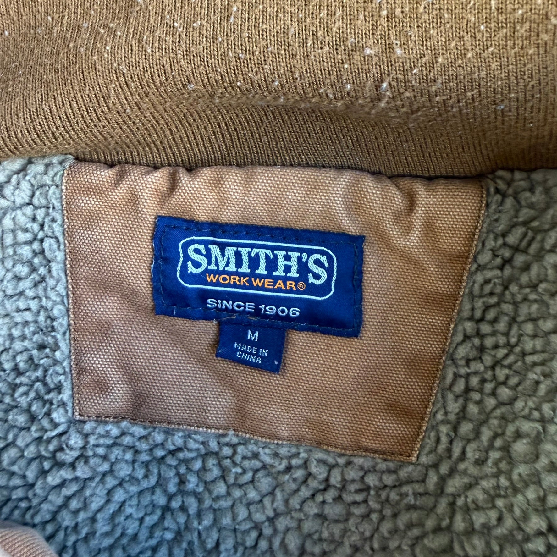 Vintage Smith Sherpa Lined Canvas Hooded Work Jacket - M