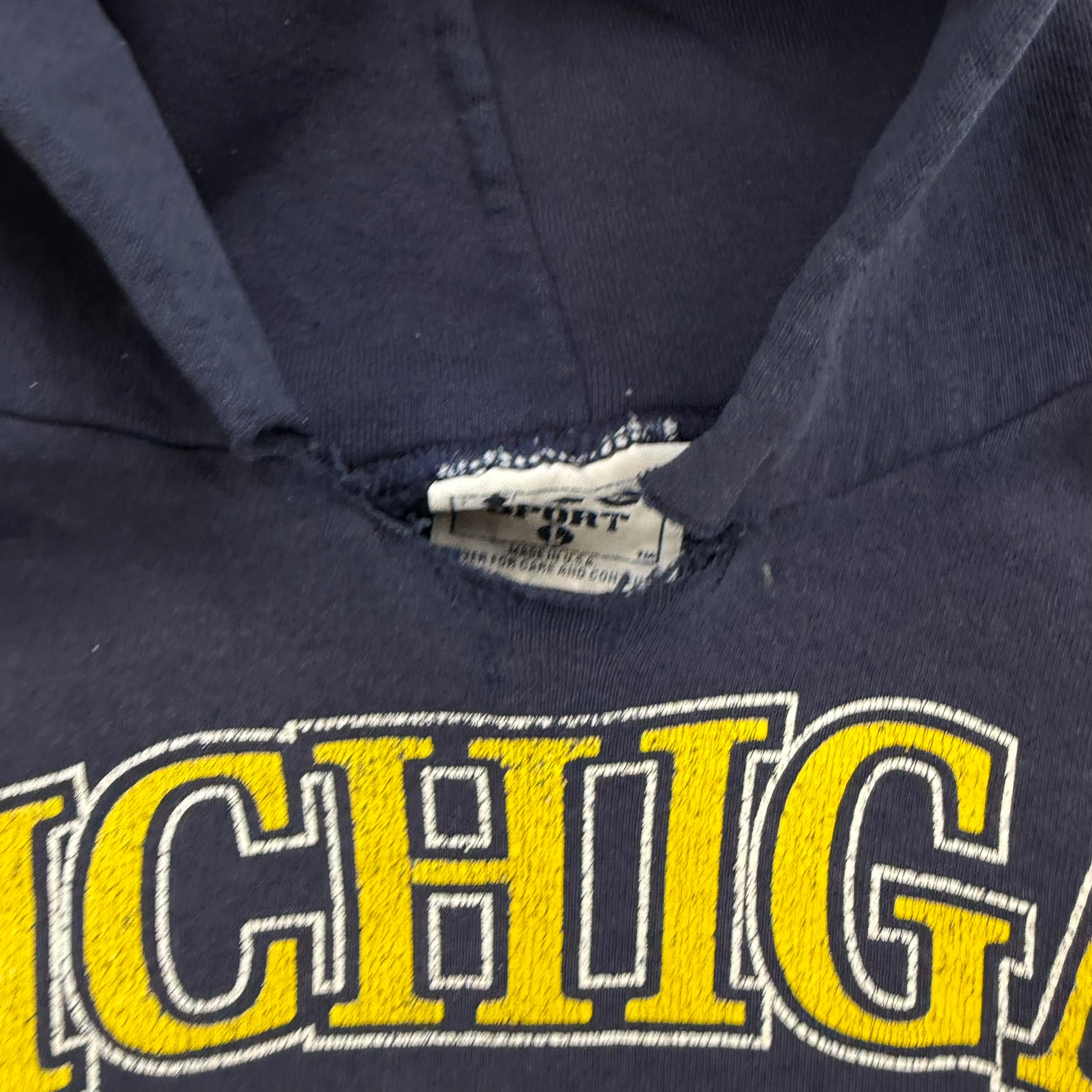 J- Vintage University Of Michigan Text Made In USA Hoodie - L
