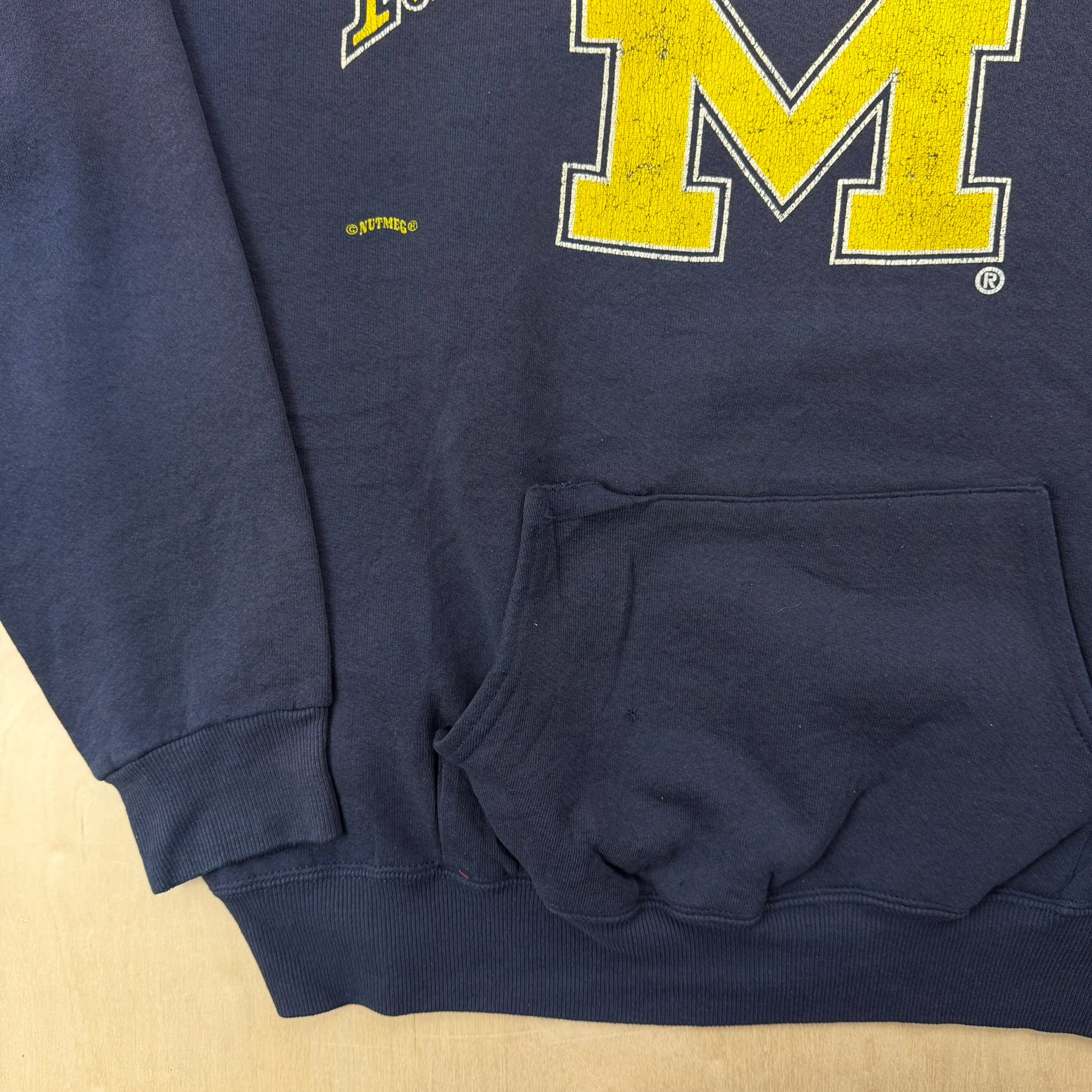 J- Vintage University Of Michigan Text Made In USA Hoodie - L