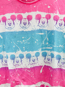 Z- Vintage Disney Mickey Mouse & Paint Splatter All Over Print Single Stitch Tee