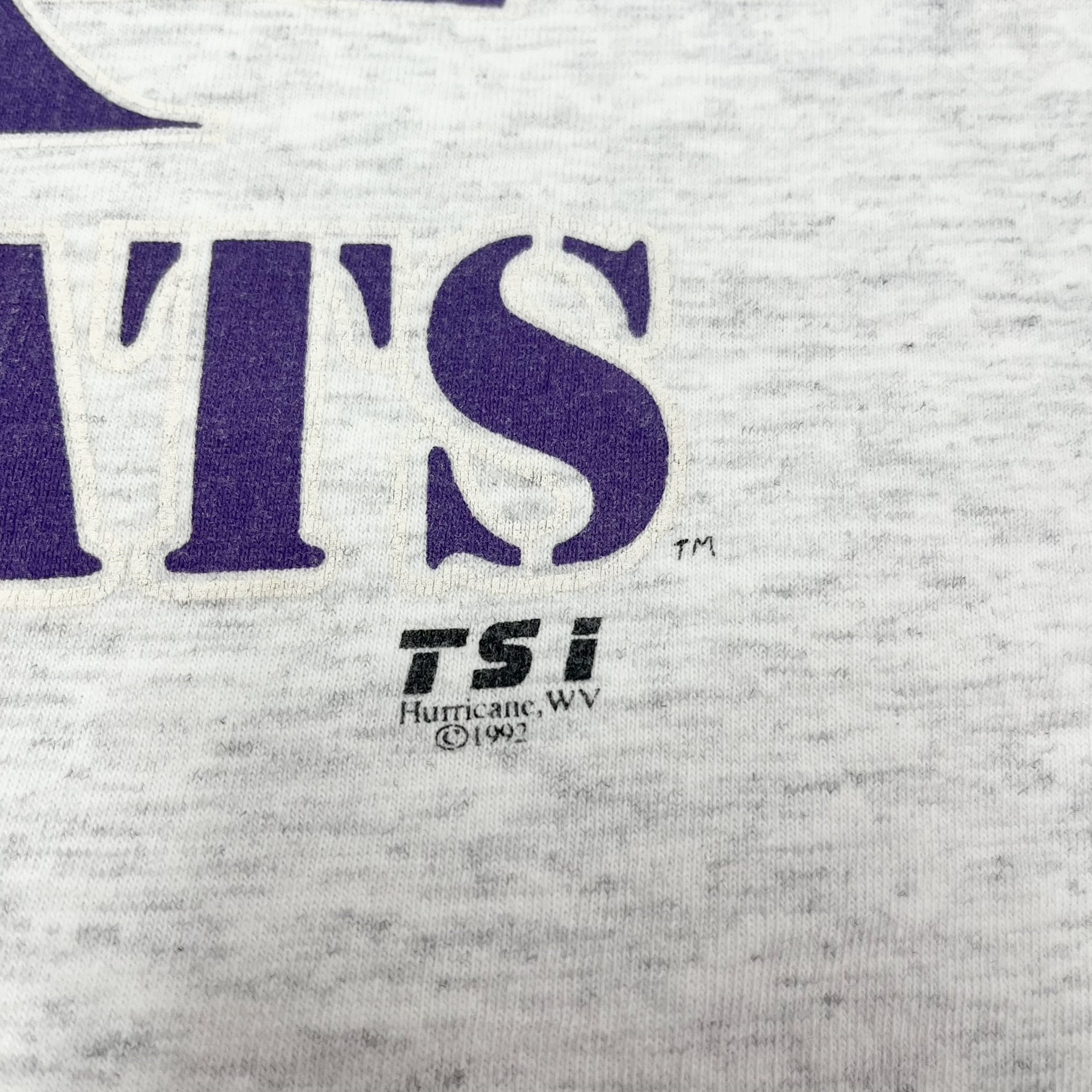 F- Vintage 1992 Kansas State Wildcats Text & Mascot Double Collar Tee