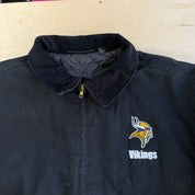 Vintage Dunbrooke Vikings Patch Quilt Lined Canvas Work Jacket - L