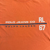 J- Vintage Polo Jeans RL Text Graphic Orange Tee - L