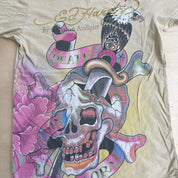 J- Vintage Y2K Ed Hardy Death & Glory Skull And Eagle Graphic Tee - S