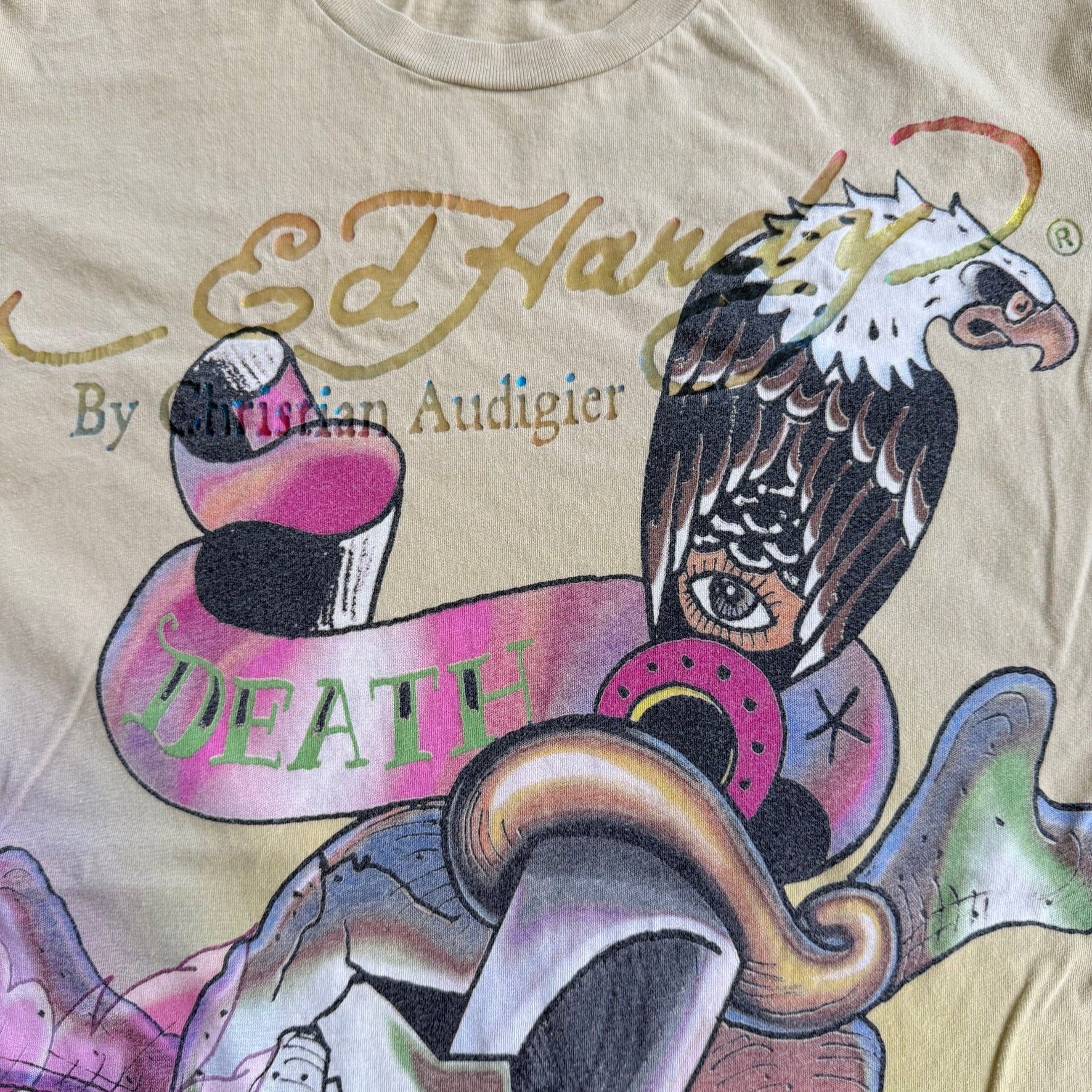 J- Vintage Y2K Ed Hardy Death & Glory Skull And Eagle Graphic Tee - S
