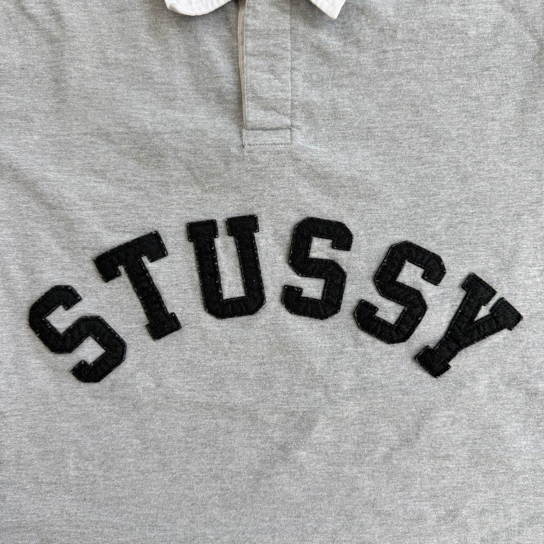 J- Vintage Stussy Embroidered Chenille Text Rugby Shirt - L