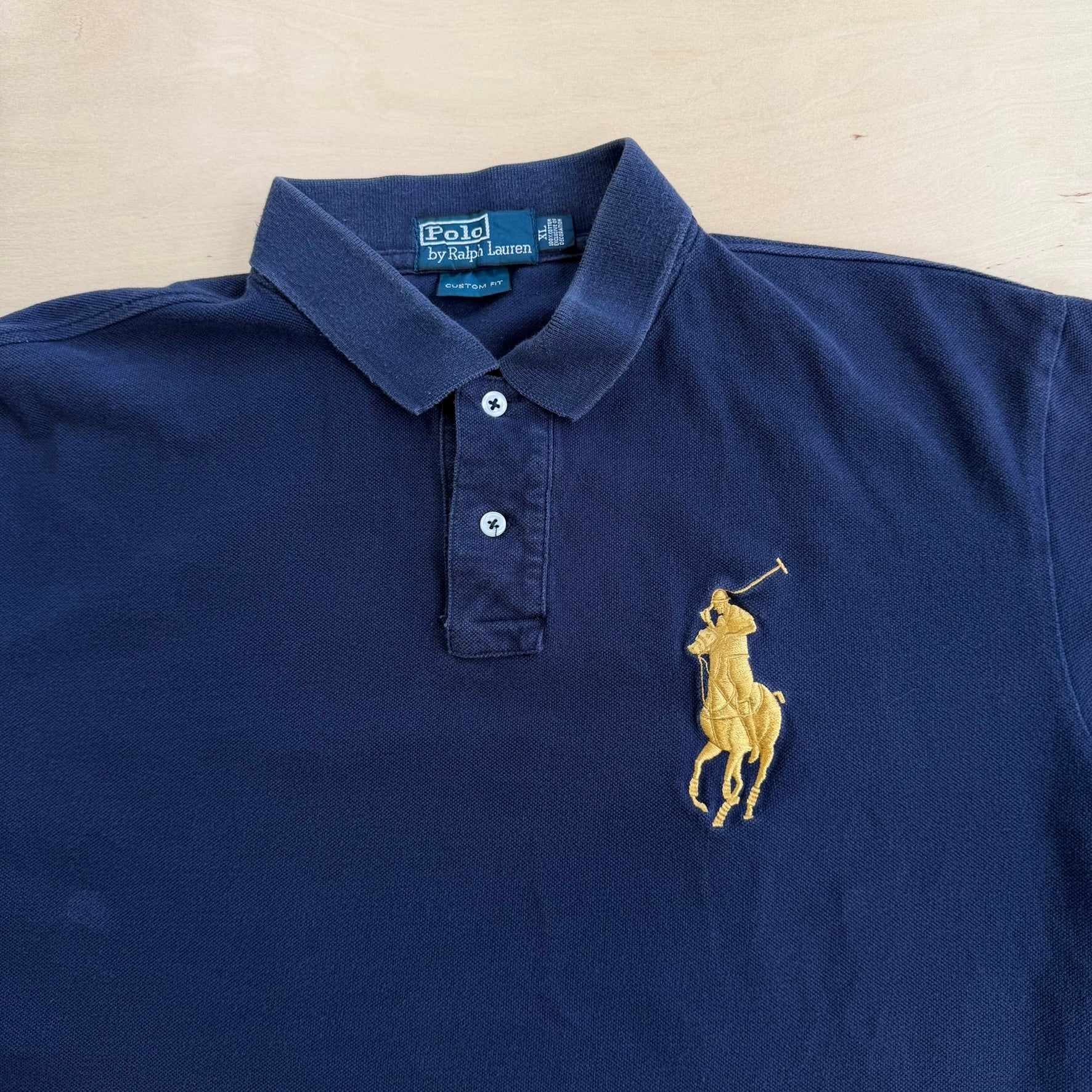 J- Vintage Polo RL Embroidered Logo Navy Polo Shirt - XL