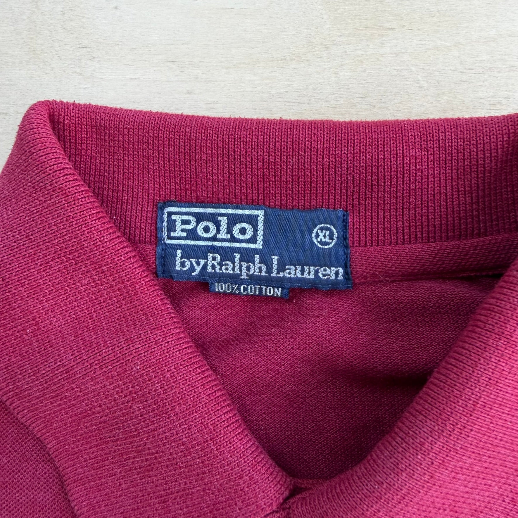 J- Vintage Polo RL Embroidered Logo Maroon Polo Shirt - XL