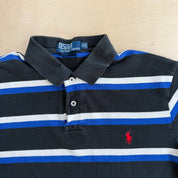 J- Vintage Polo RL Embroidered Logo Striped Polo Shirt - XL