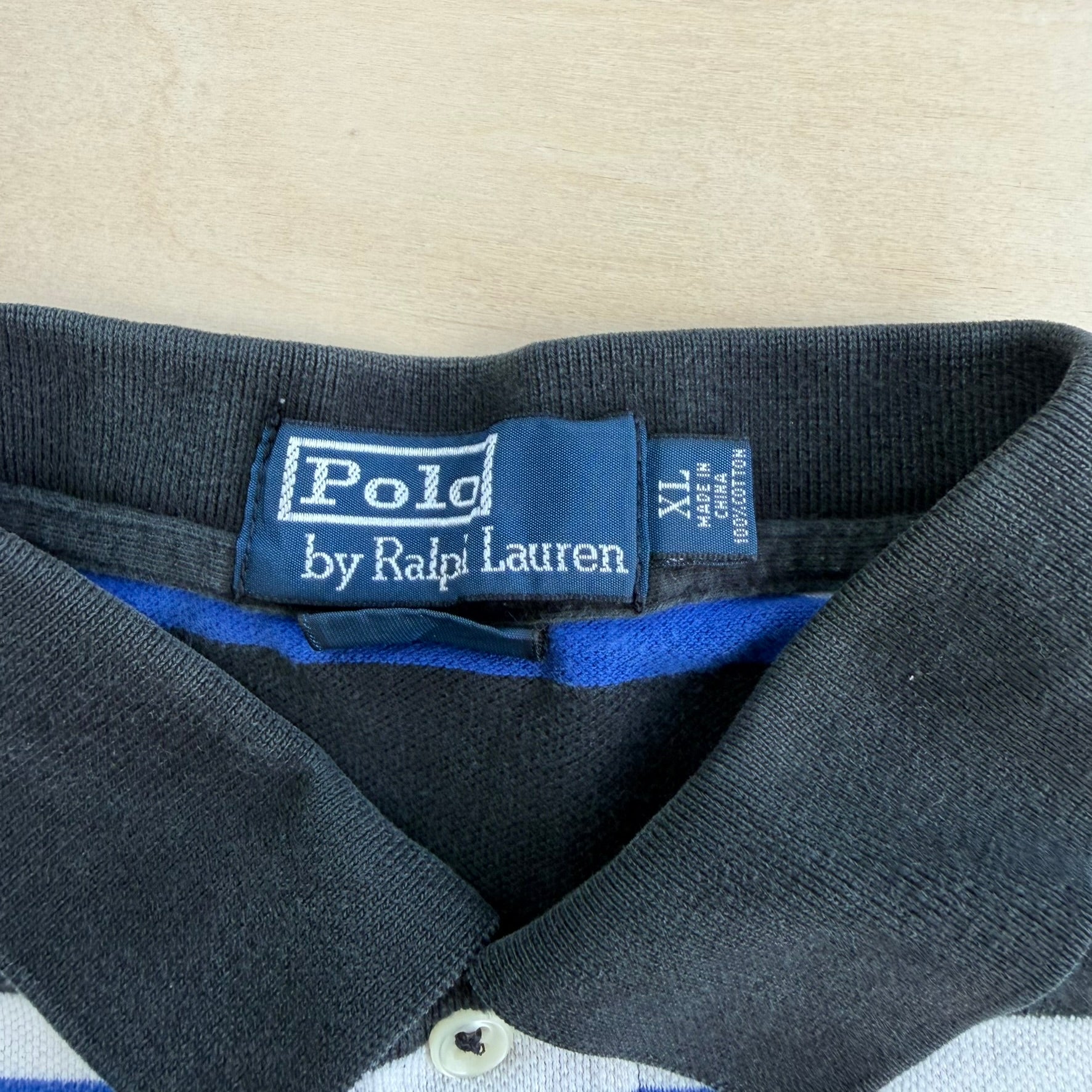 J- Vintage Polo RL Embroidered Logo Striped Polo Shirt - XL