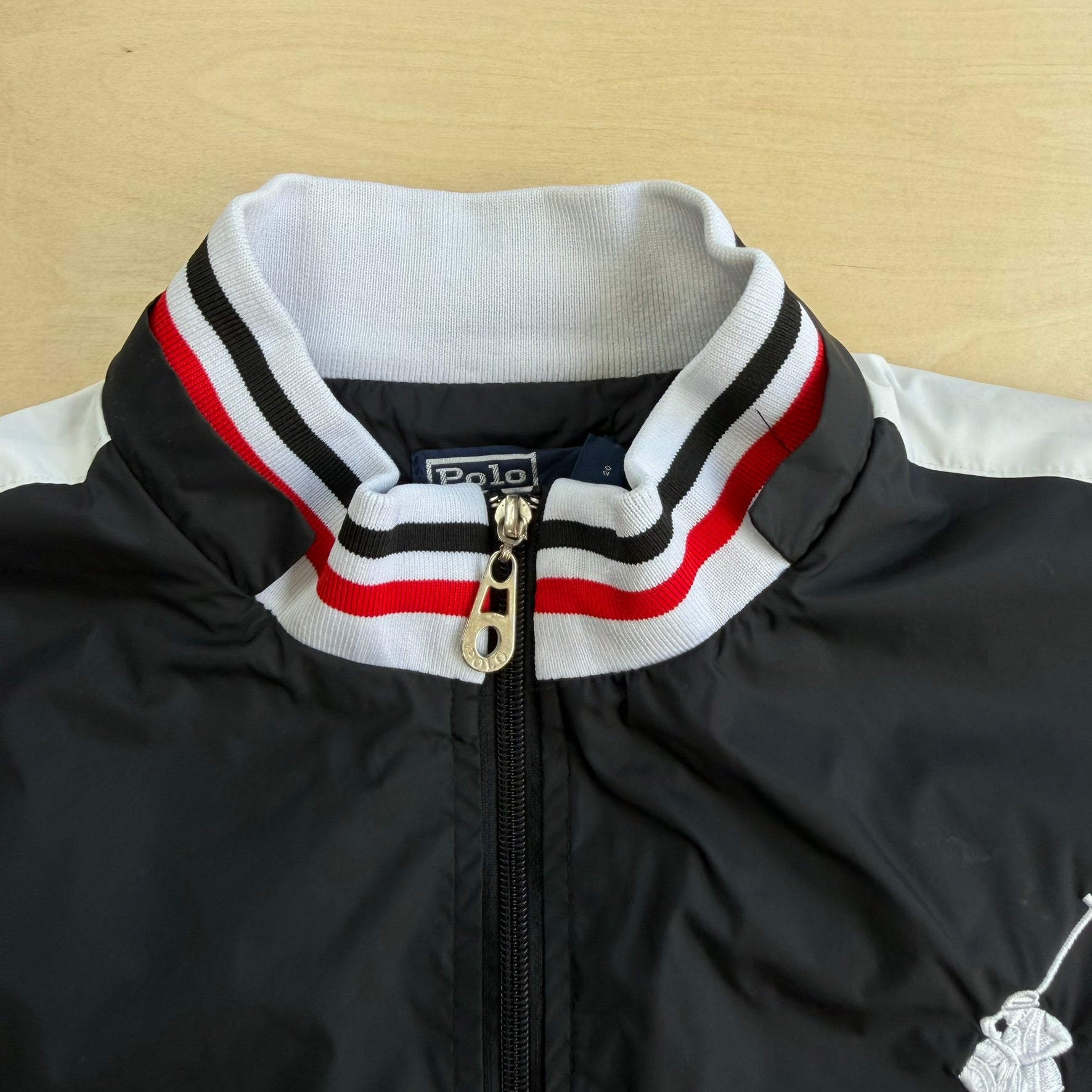 J- Vintage Polo RL Embroidered Logo Nylon Zip Up Track Jacket - XL