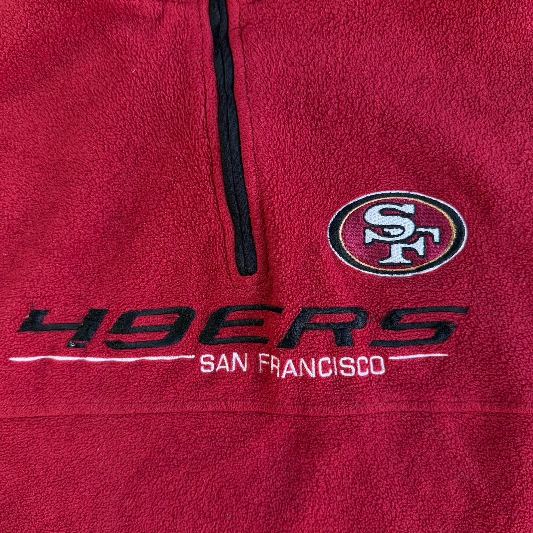 Vintage San Francisco 49ers NFL Embroidered Text Logo Quarter Zip Polar Fleece - XL