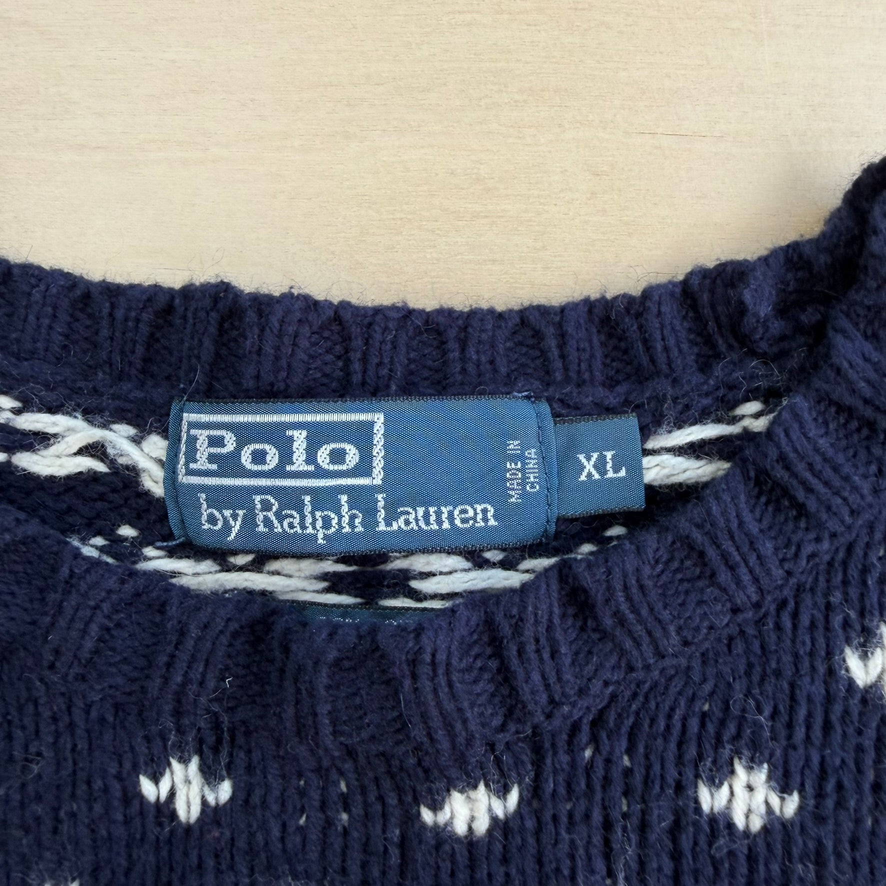 J- Vintage 90s Polo RL Deer & US Emblem Cotton Knit Sweater - XL