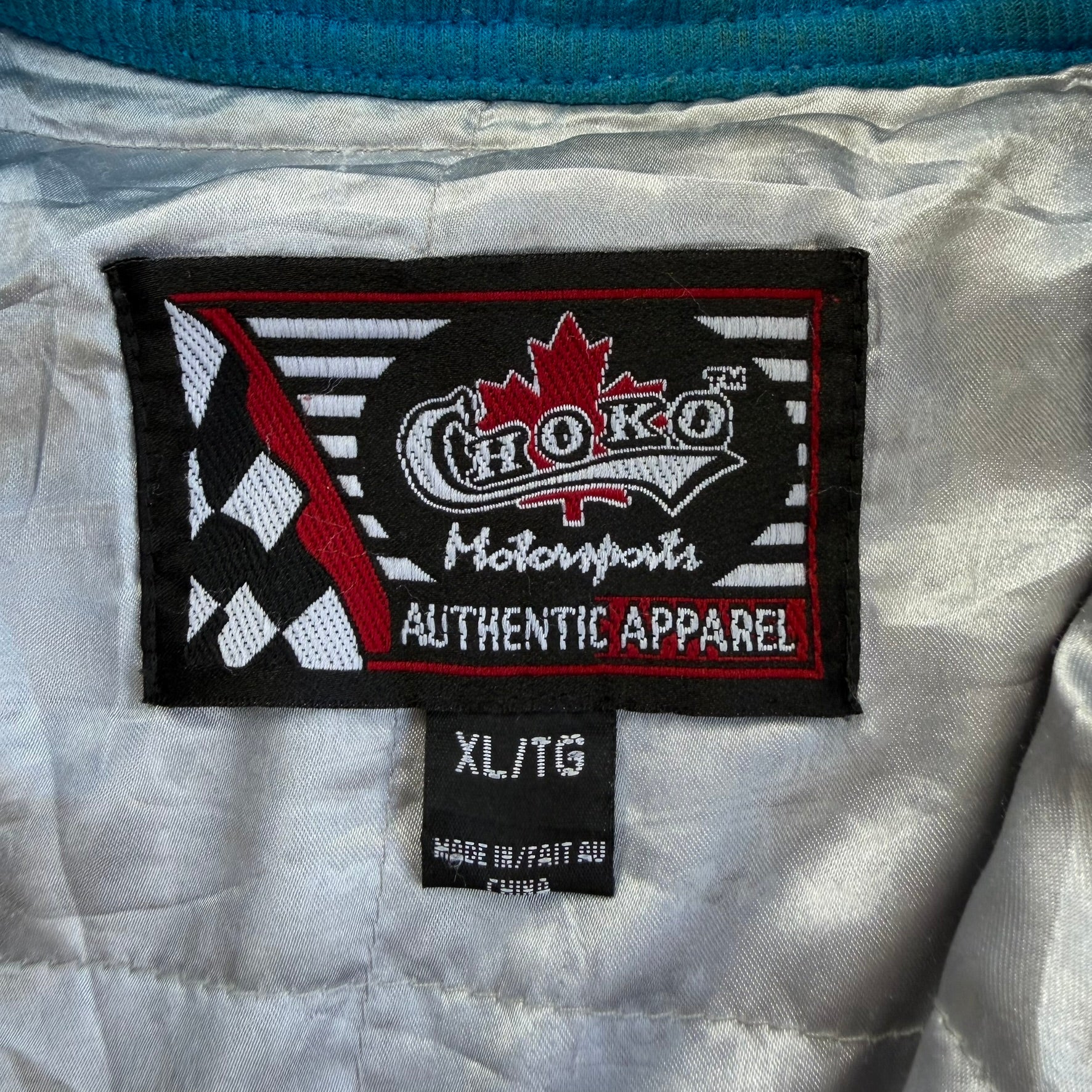 J- Vintage Choco Canada Snap On racing Zip Up Racing Jacket - XL