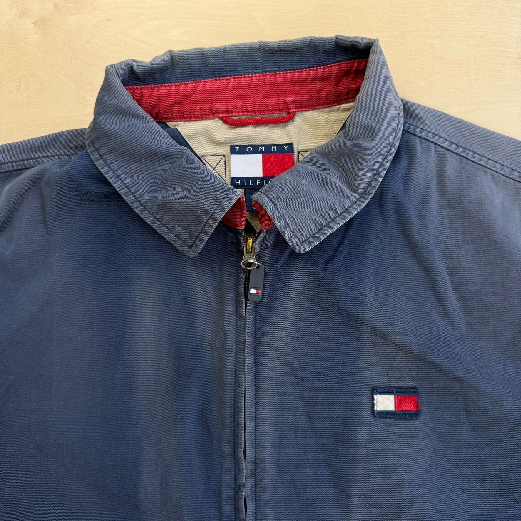 J- Vintage 90s Tommy Hilfiger Embroidered Logo Zip Up Lightweight Jacket - XL