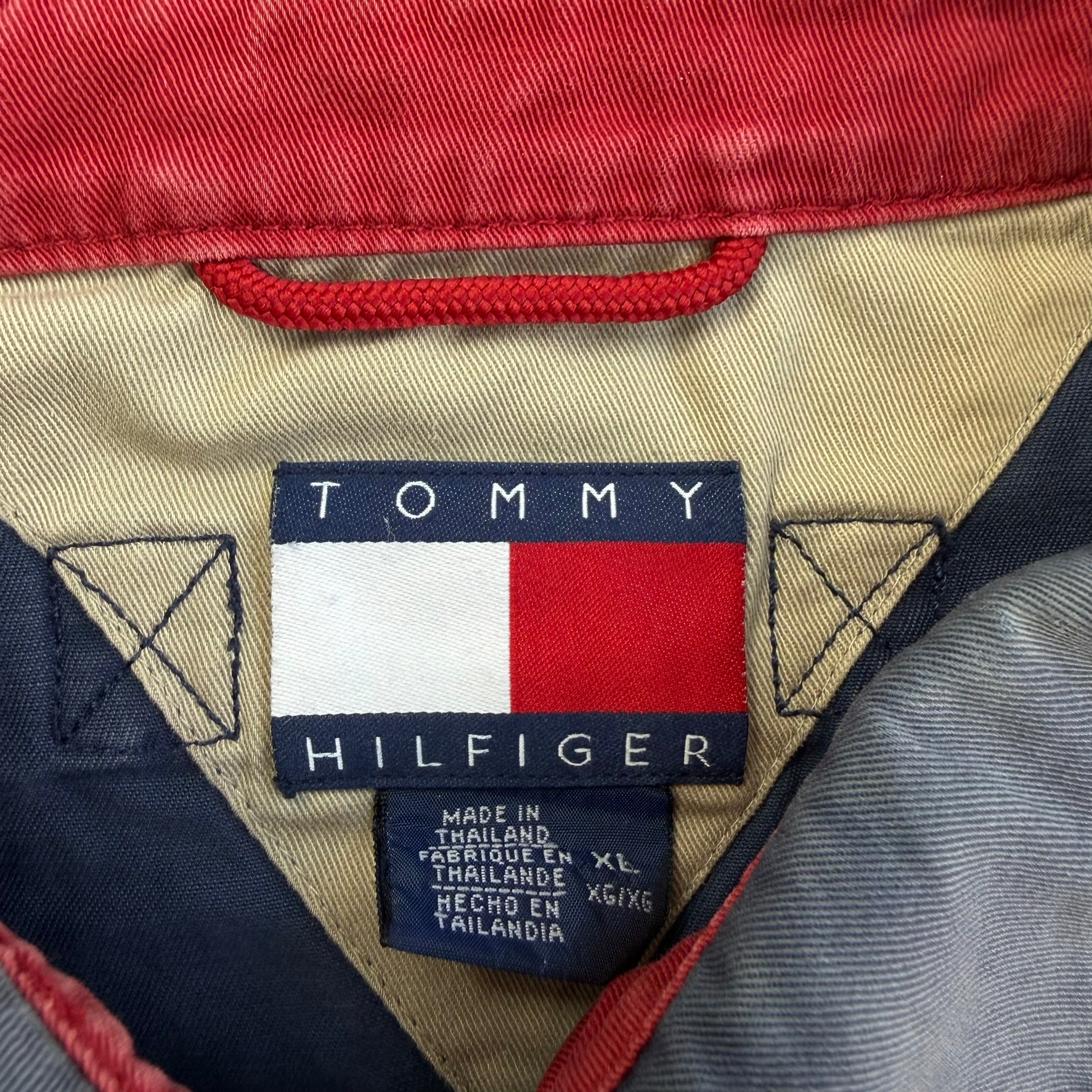 J- Vintage 90s Tommy Hilfiger Embroidered Logo Zip Up Lightweight Jacket - XL