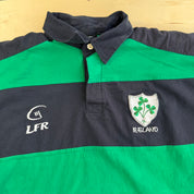 Live For Rugby Ireland Embroidered Crest Stripped Long Sleeve Rugby Shirt - 2XL