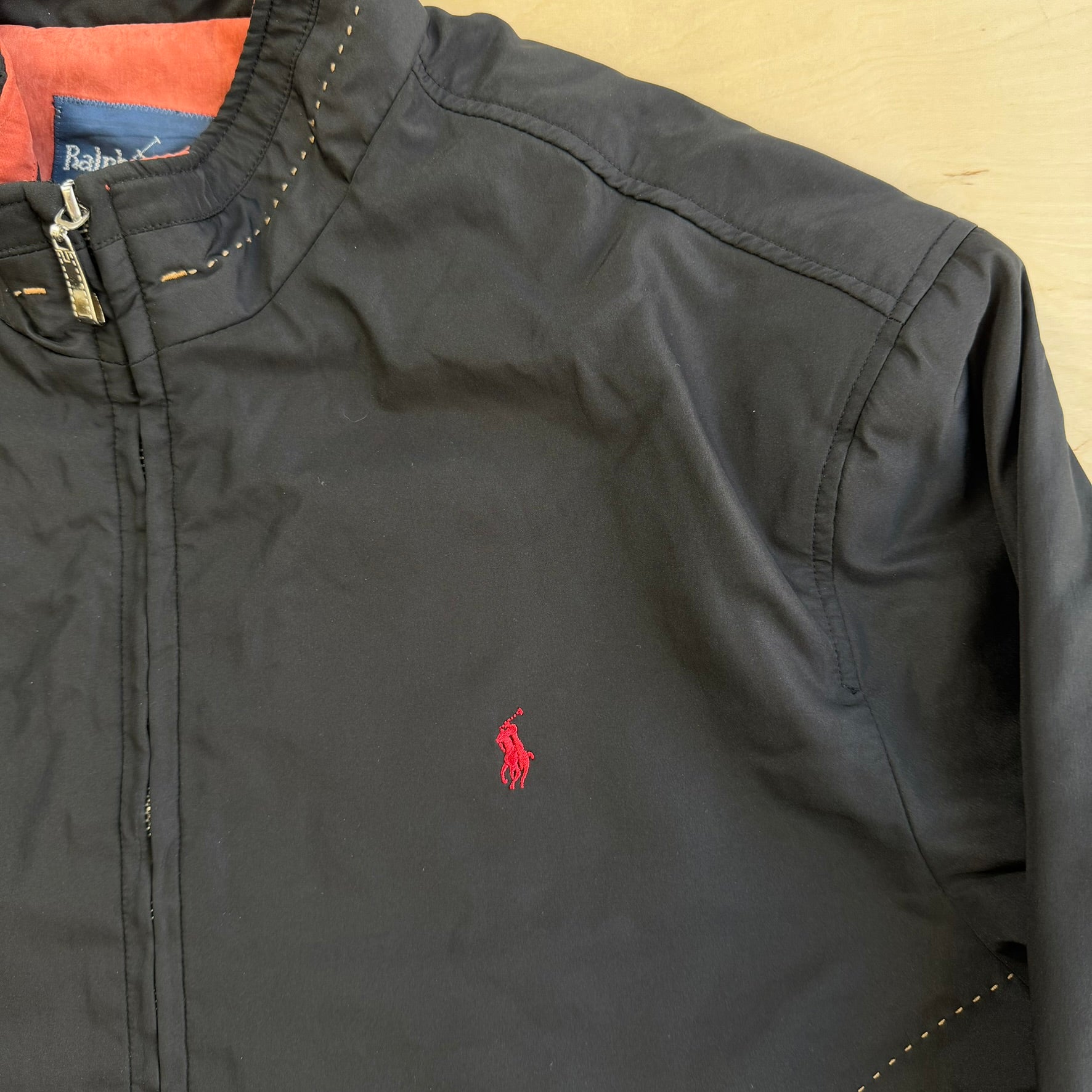 J- Vintage Polo RL Embroidered Logo Zip Up Lightweight Jacket - L