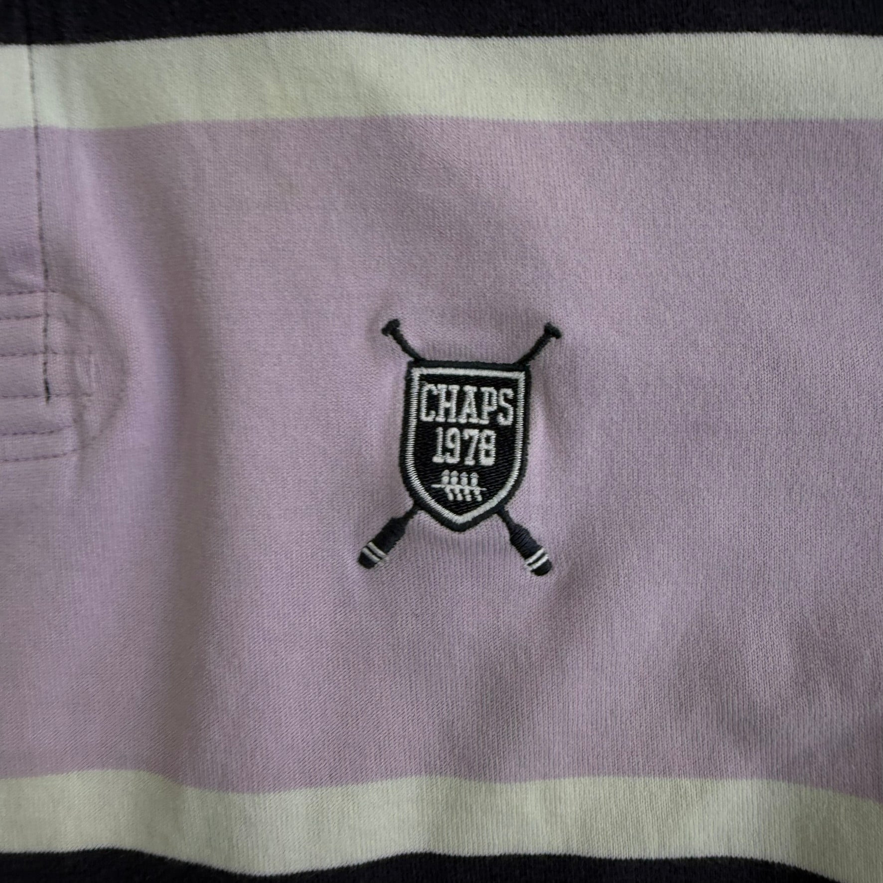 Vintage Chaps RL Embroidered Crest Long Sleeve Rugby Shirt - L
