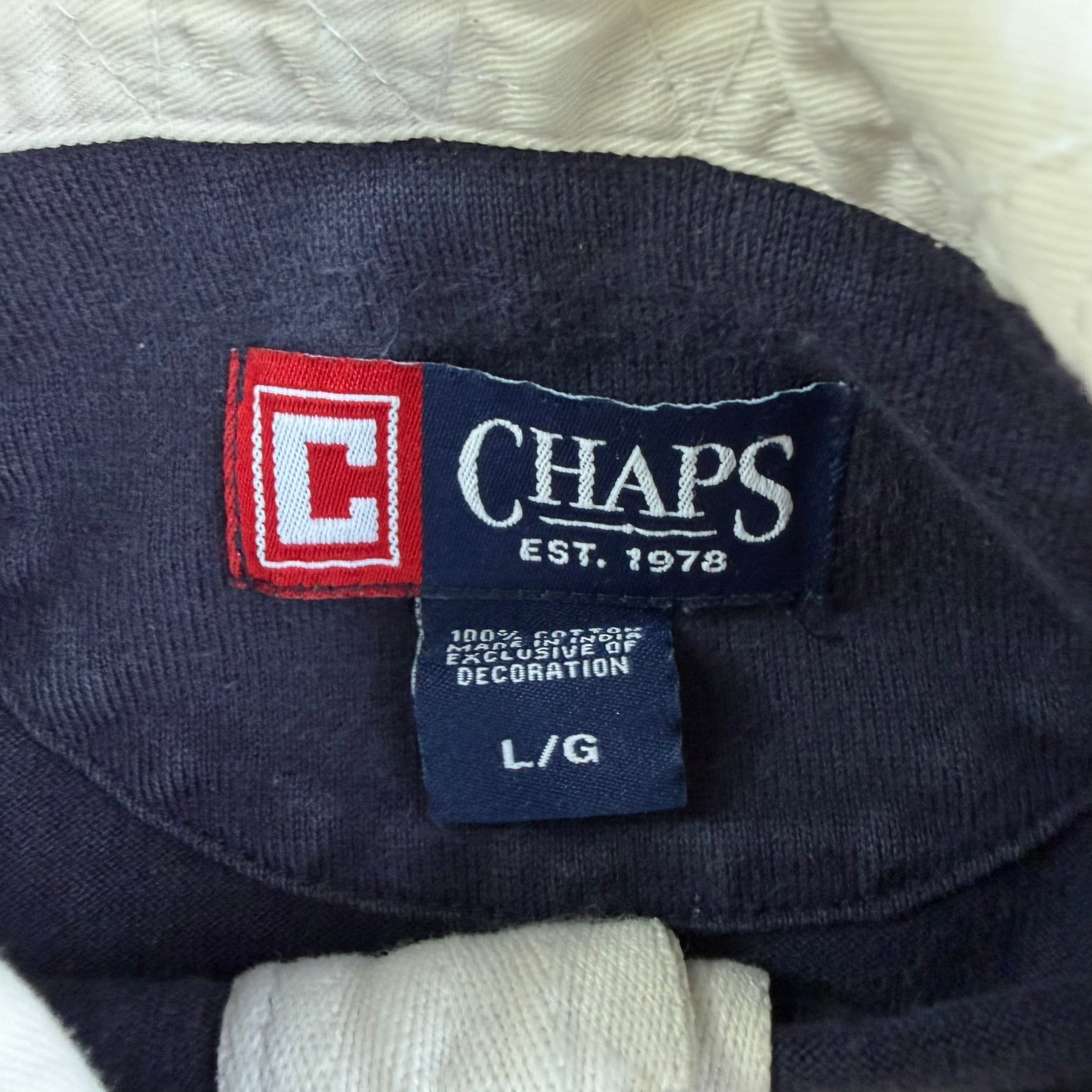 Vintage Chaps RL Embroidered Crest Long Sleeve Rugby Shirt - L