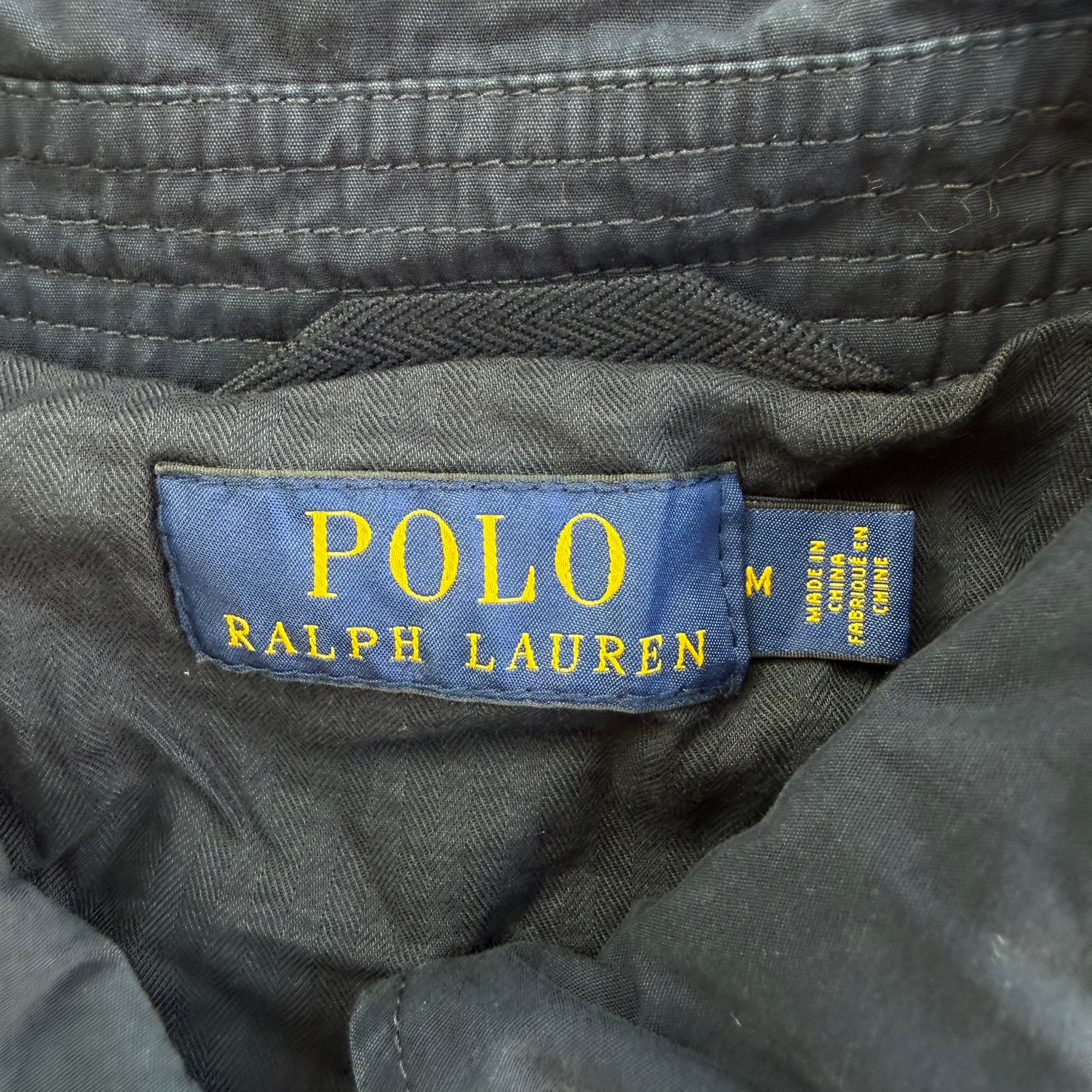 J- Vintage Polo RL Embroidered Logo Navy Harrington Zip Up Jacket - M