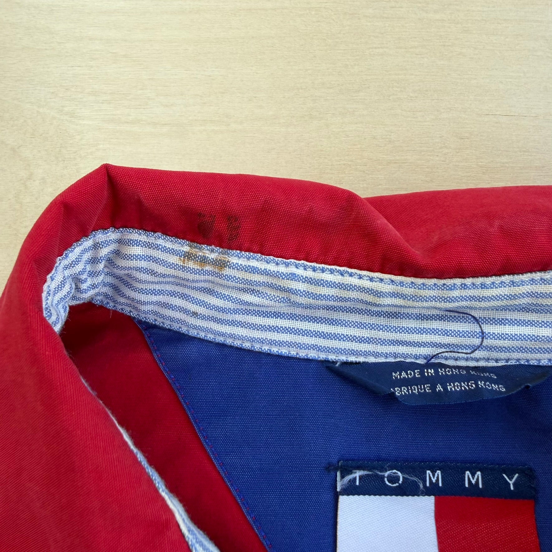 J- Vintage Tommy Hilfiger 90's Embroidered Crest Red Harrington Zip Up Jacket - L