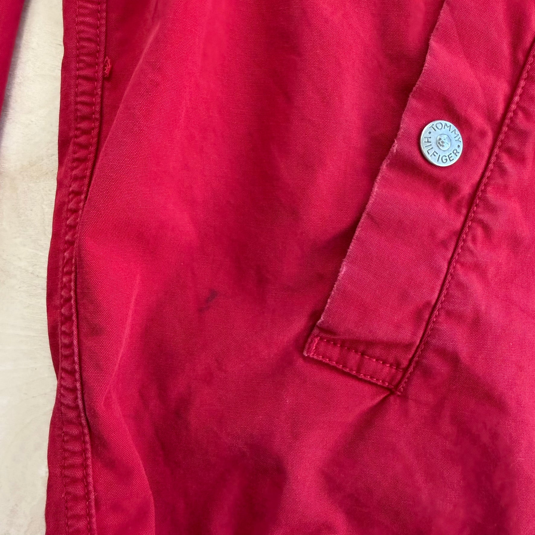 J- Vintage Tommy Hilfiger 90's Embroidered Crest Red Harrington Zip Up Jacket - L