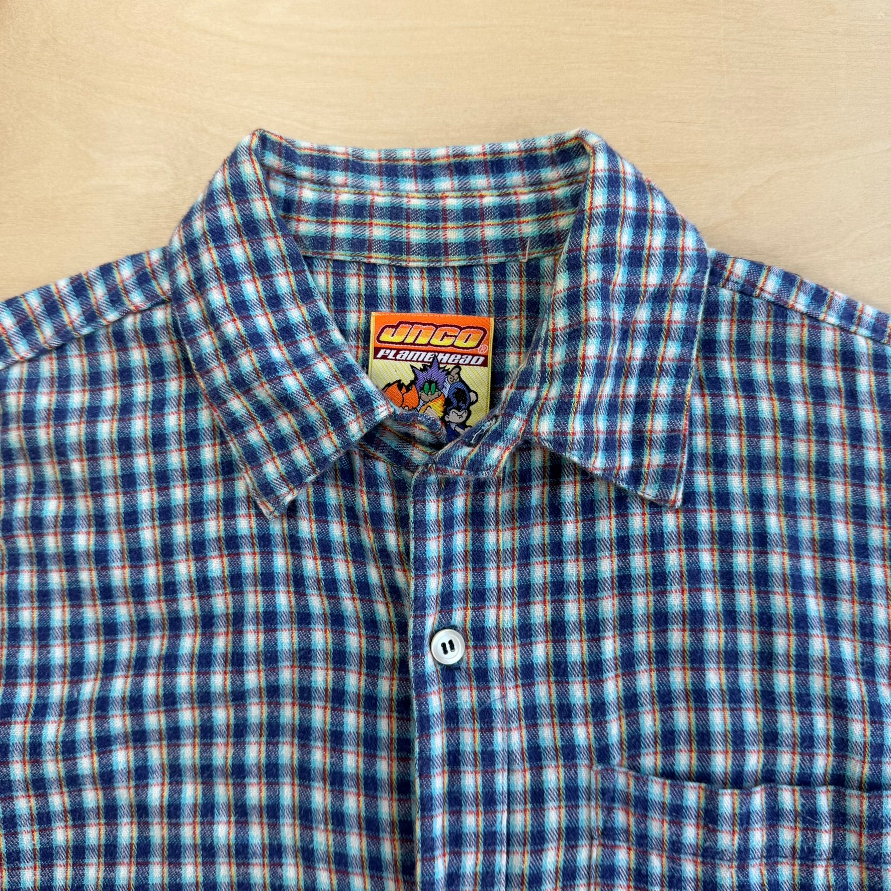 J- Vintage Y2K Jnco Flamehead Plaid Flannel Shirt - XL
