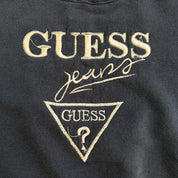 J- Vintage 90s Guess Jeans Embroidered Text & Logo Made In USA Crewneck - M