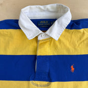 Vintage Polo RL Embroidered Logo Blue/Yellow Stripes Long Sleeve Rugby Shirt - XL
