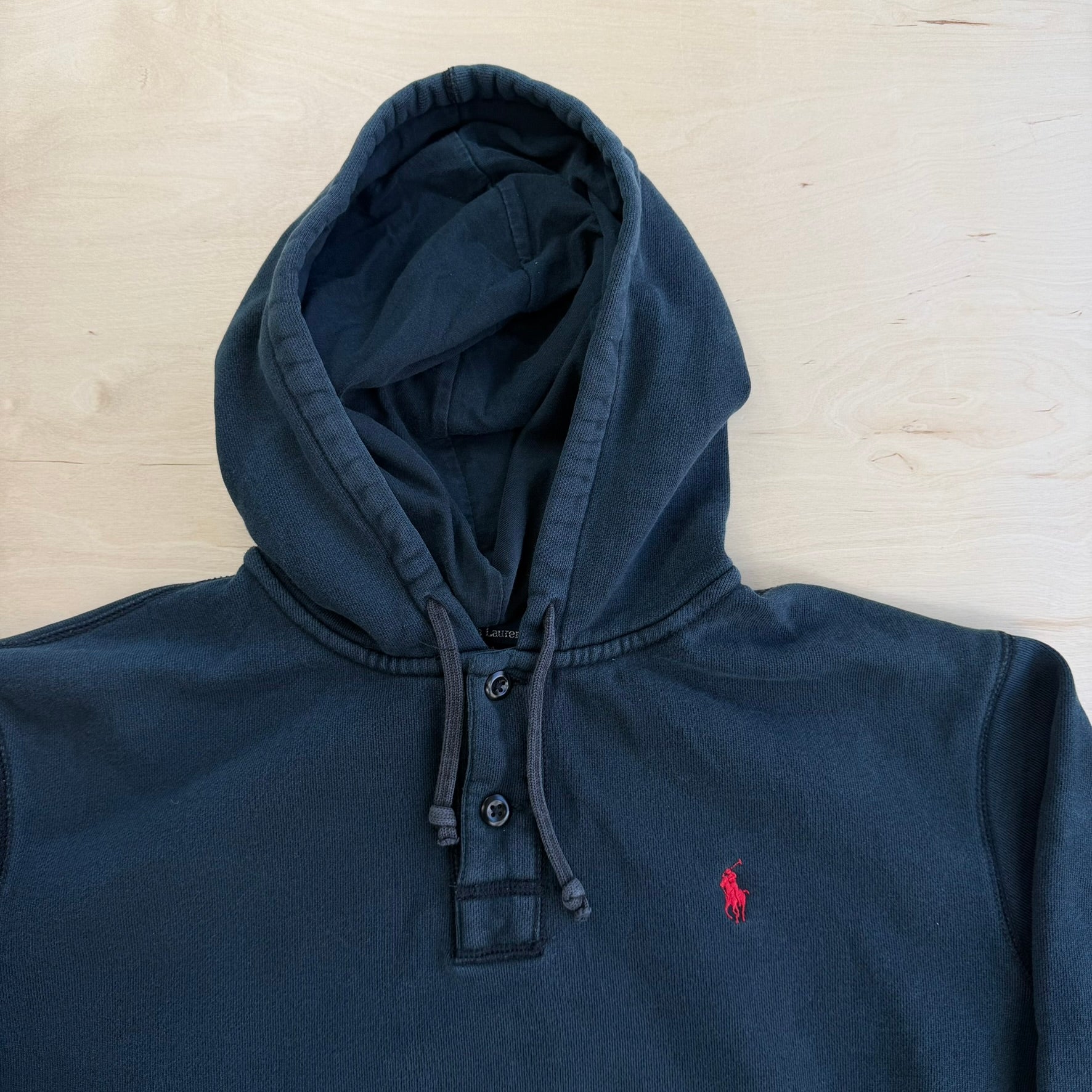 J- Vintage 90s Polo RL Embroidered Logo Henley Hoodie - XL