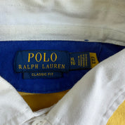 Vintage Polo RL Embroidered Logo Blue/Yellow Stripes Long Sleeve Rugby Shirt - XL