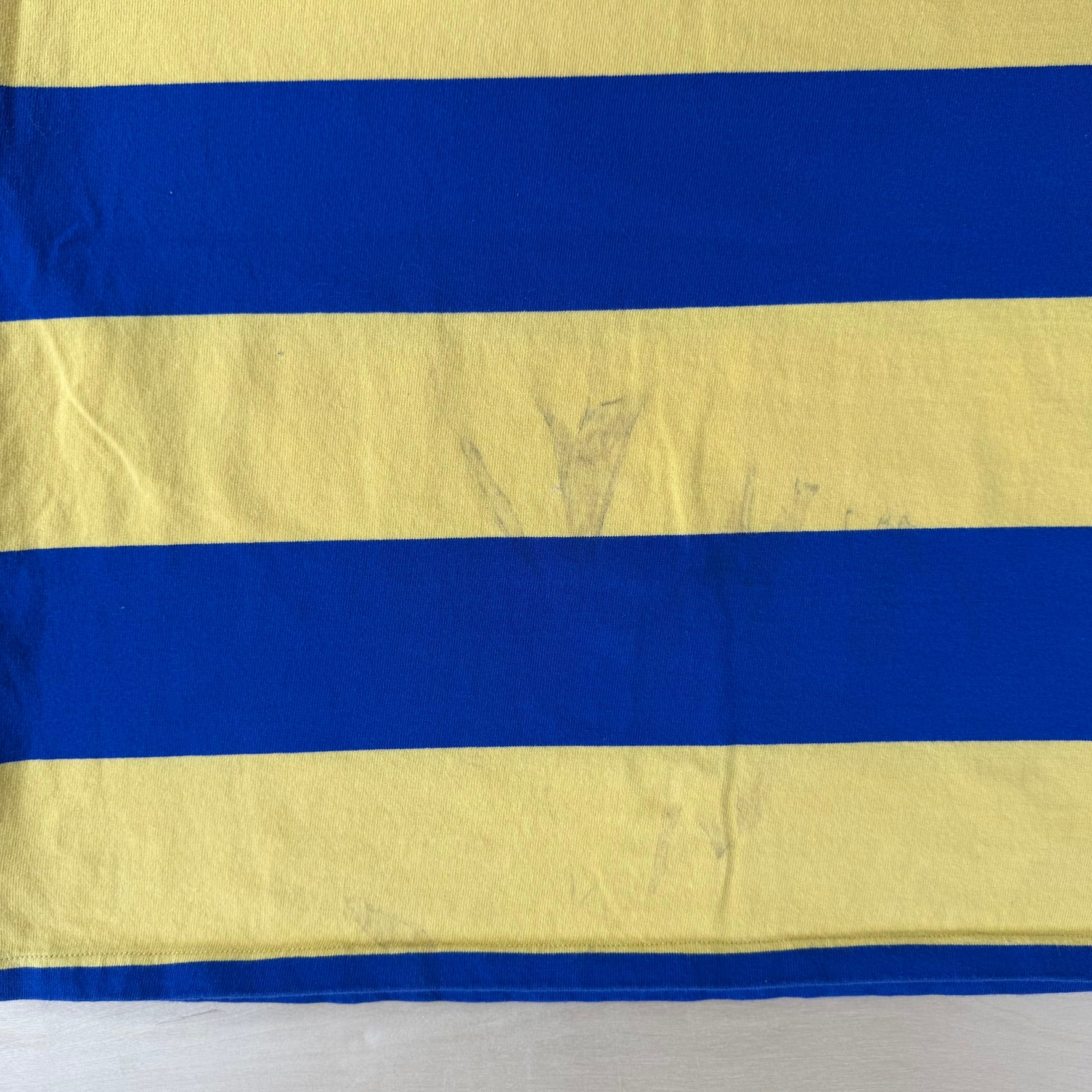 Vintage Polo RL Embroidered Logo Blue/Yellow Stripes Long Sleeve Rugby Shirt - XL