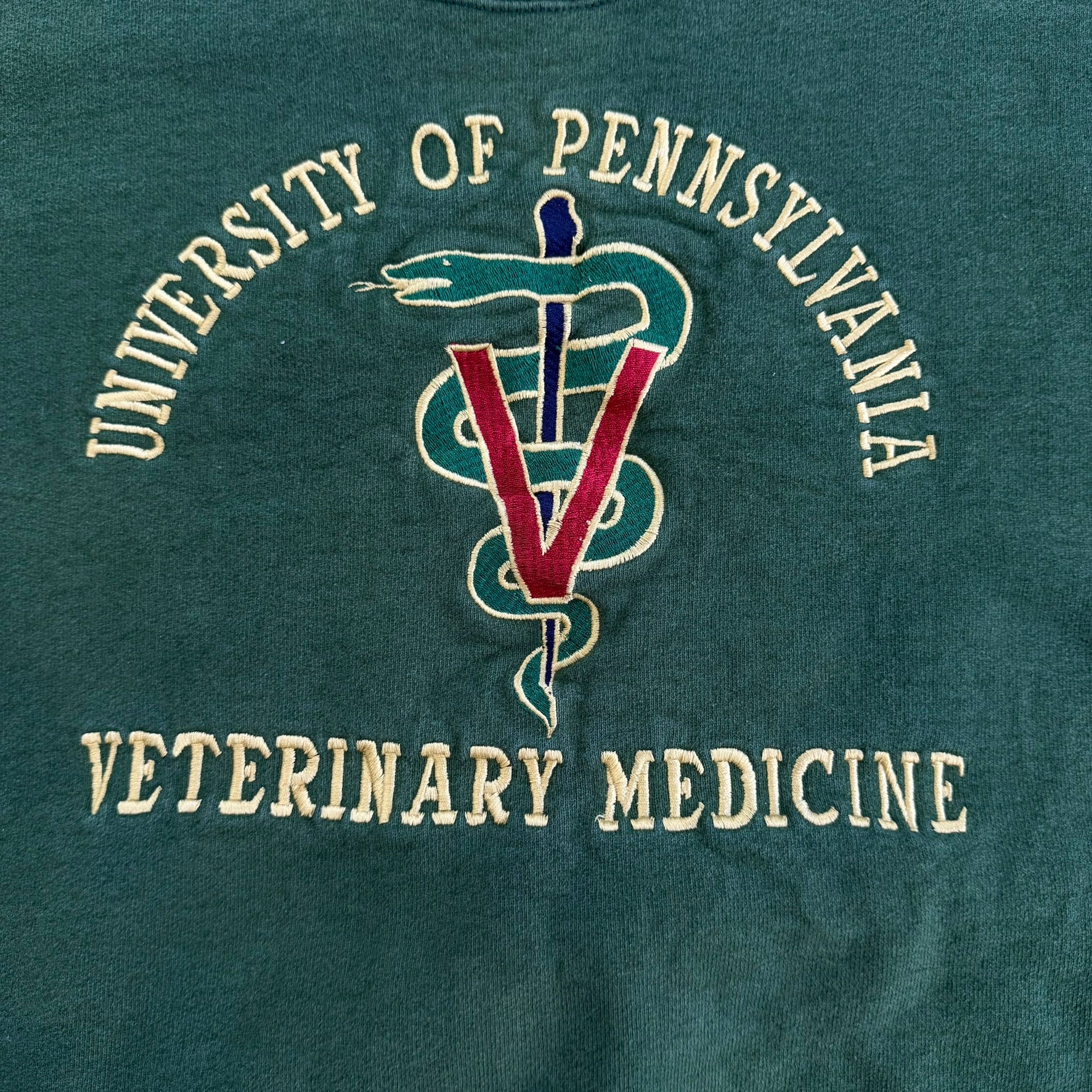 J- Vintage University Of Pennsylvania Veterinary Medicine Embroidered Text Made In USA Crewneck - 2XL