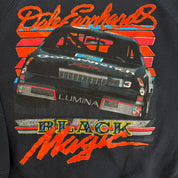 J- Vintage '90 Nascar Dale Earnhardt Black Magic Car Graphic Made In USA Crewneck - L