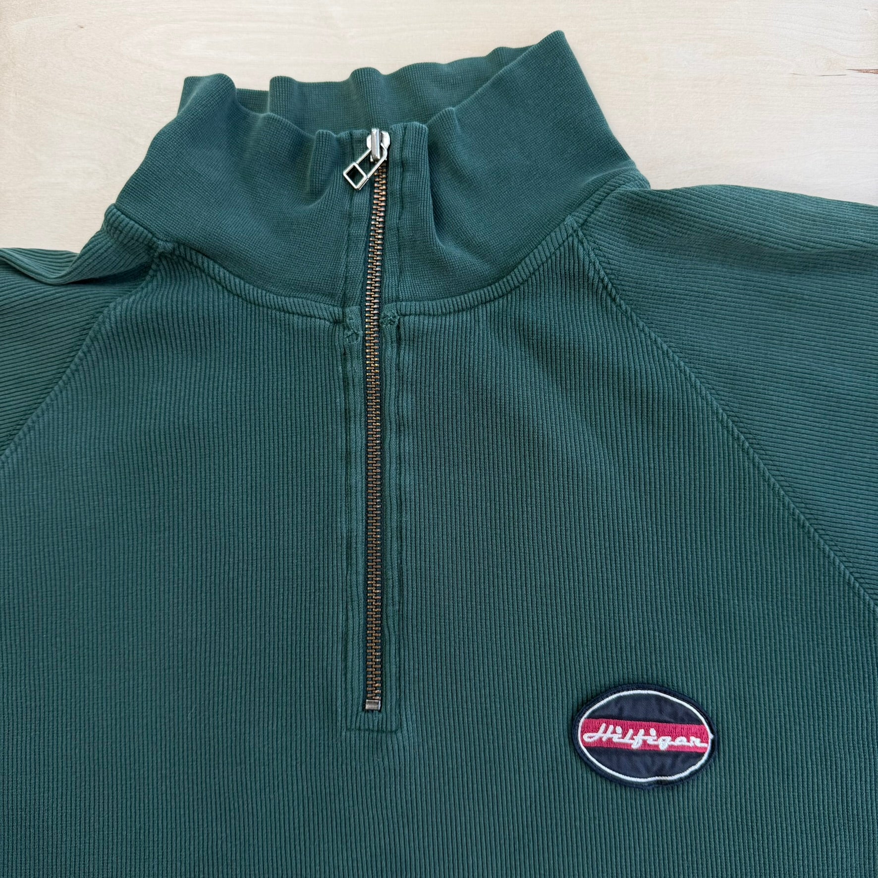 J- Vintage Tommy Hilfiger Embroidered Graphic Quarter Zip Sweater - XL
