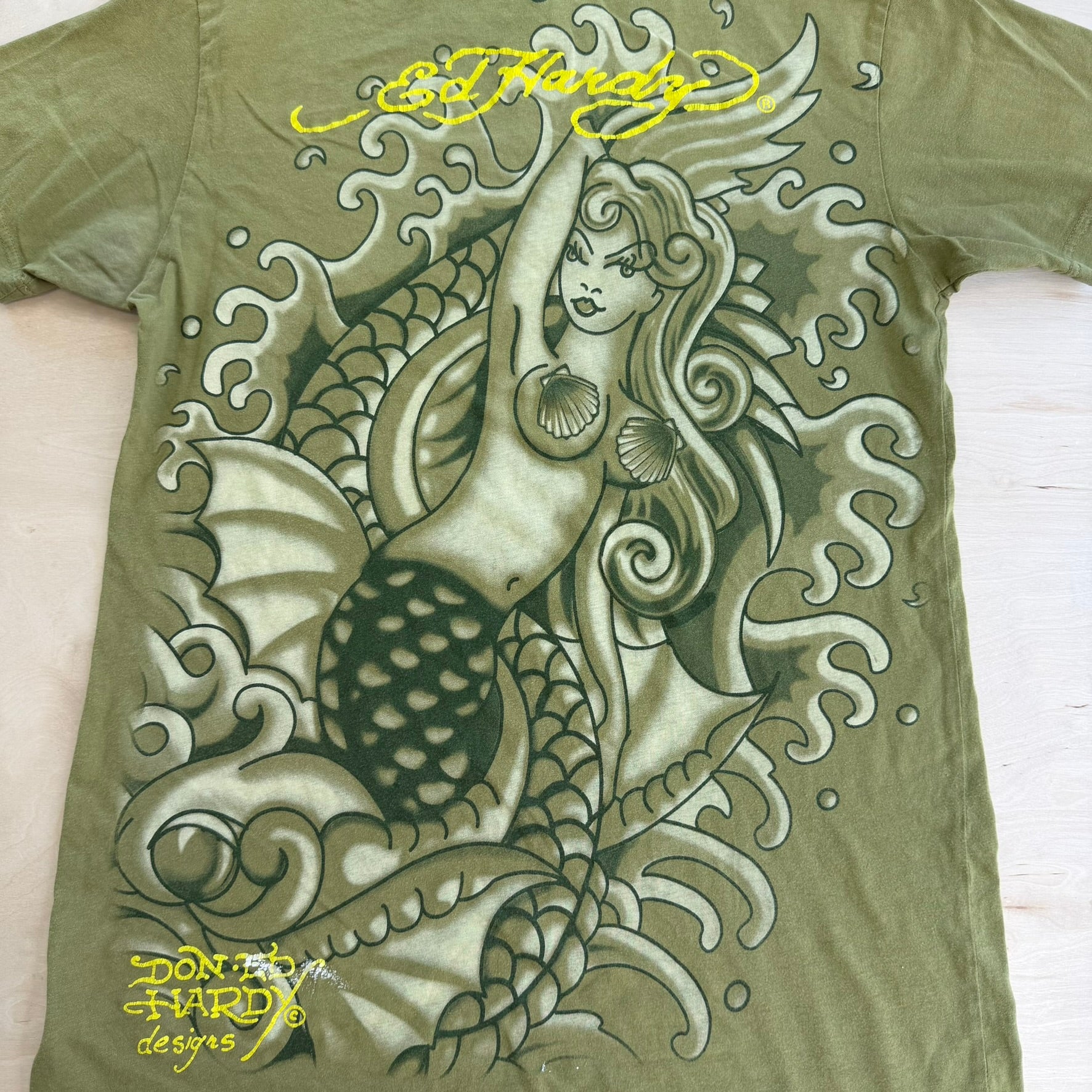 J- Vintage Ed Hardy Mermaid Rhinestones Graphic Tee - M
