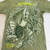 J- Vintage Ed Hardy Mermaid Rhinestones Graphic Tee - M