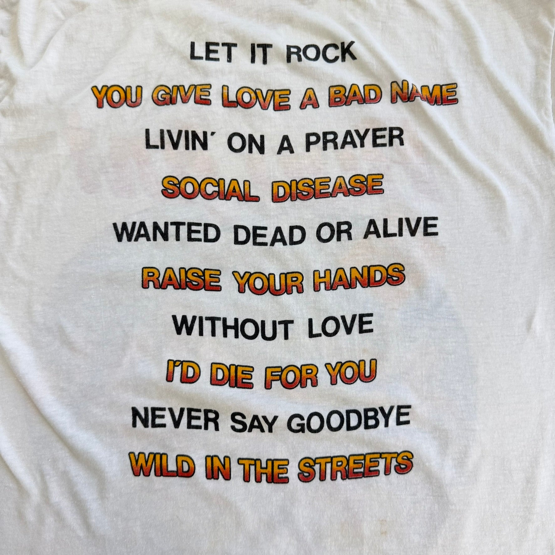 J- Vintage '87 Bon Jovi Slippery When Wet Tour Graphic Made In USA Single Stitch Tee - XL (fits L)
