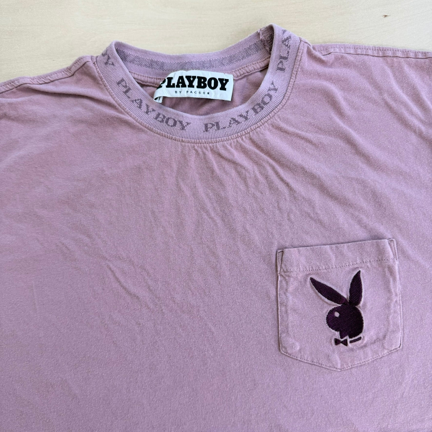J- Vintage Playboy Embroidered Bunny Logo Pocket Tee - L