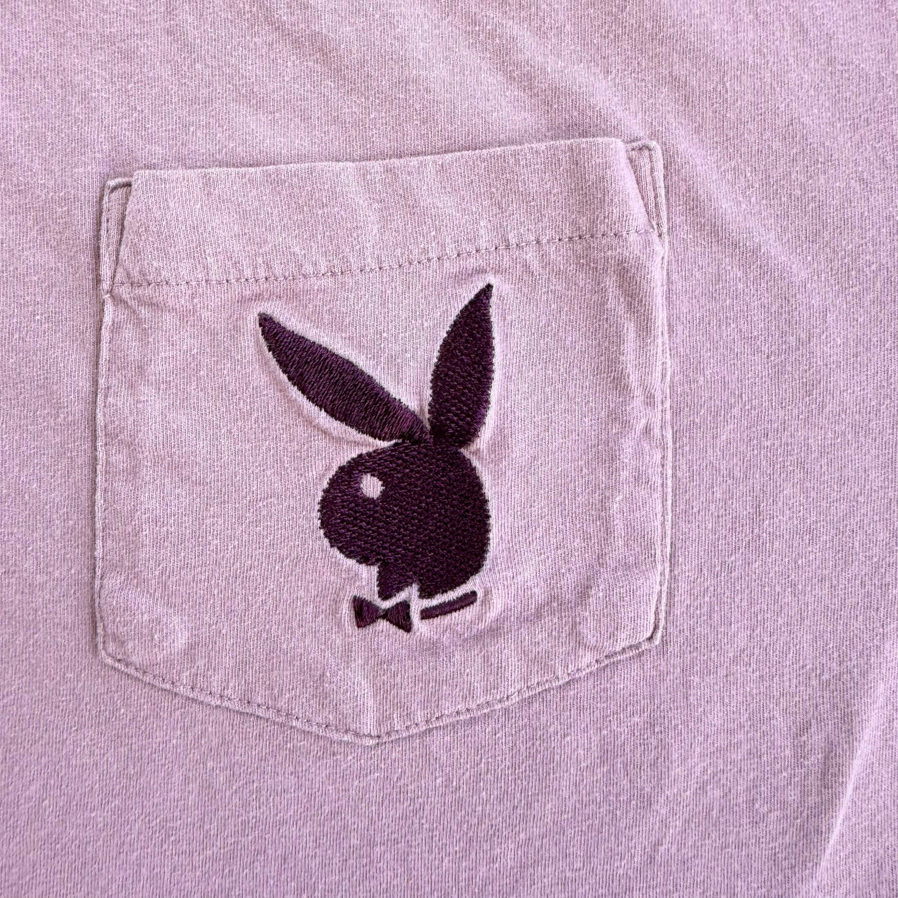 J- Vintage Playboy Embroidered Bunny Logo Pocket Tee - L