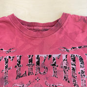 J- Vintage Affliction Embroidered Text & Graphic Maroon Acid Wash Tee - L