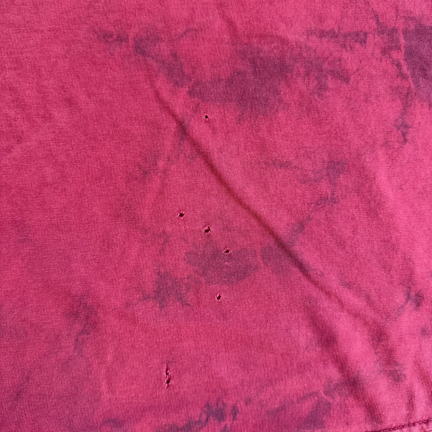 J- Vintage Affliction Embroidered Text & Graphic Maroon Acid Wash Tee - L