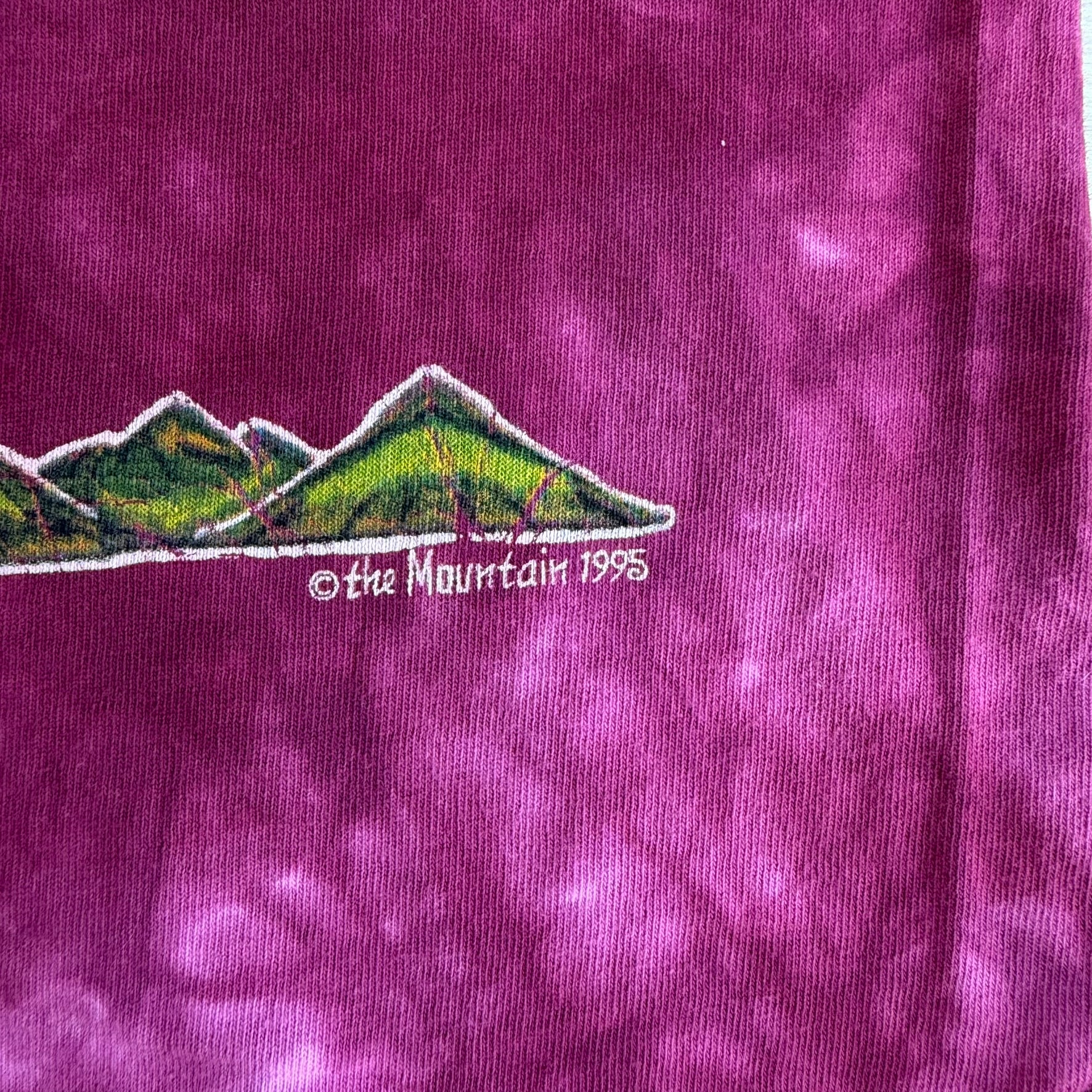 J- Vintage '95 The Mountain First Nation Drummer & Birds Made In USA Maroon Acid Wash Single Stitch Tee - L
