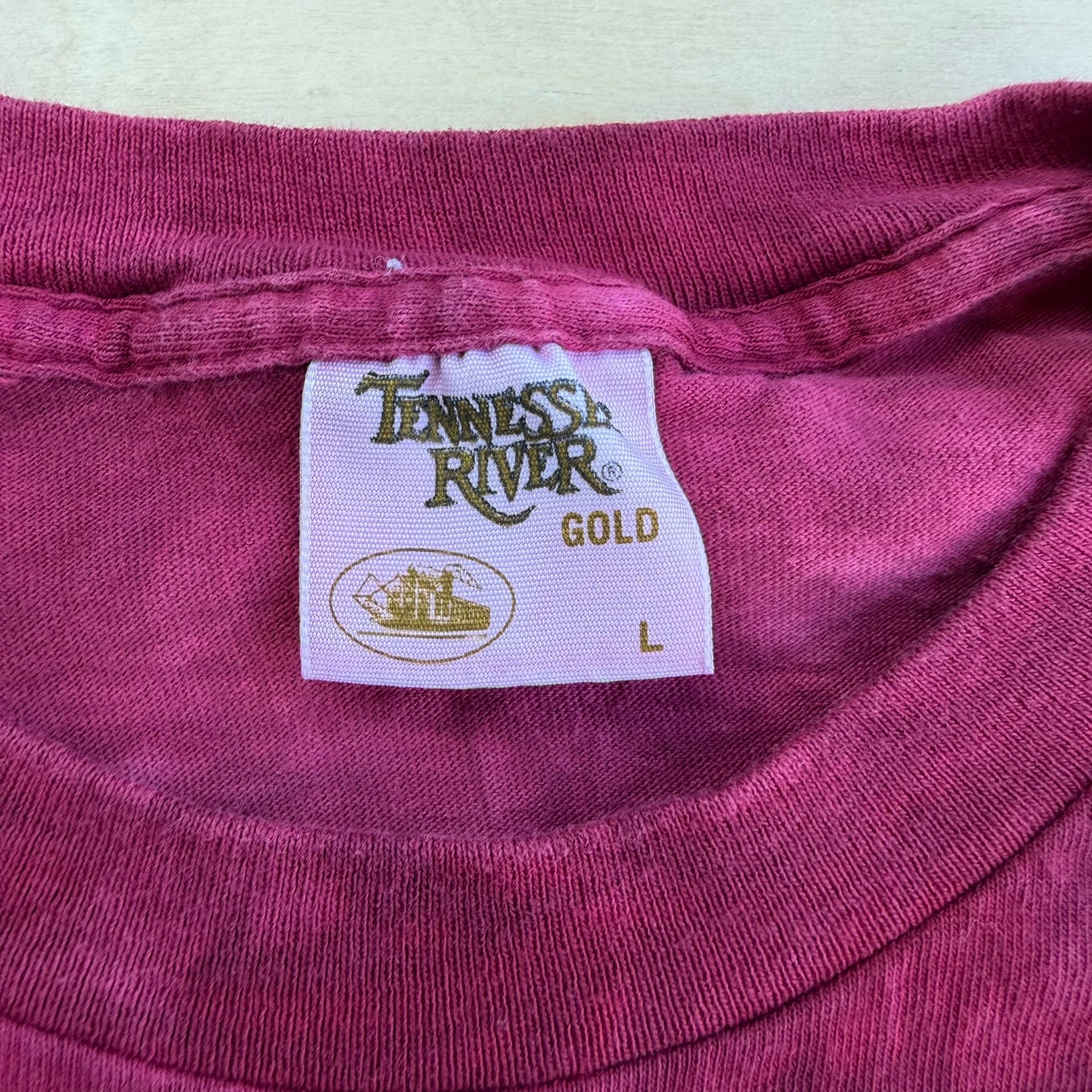 J- Vintage '95 The Mountain First Nation Drummer & Birds Made In USA Maroon Acid Wash Single Stitch Tee - L