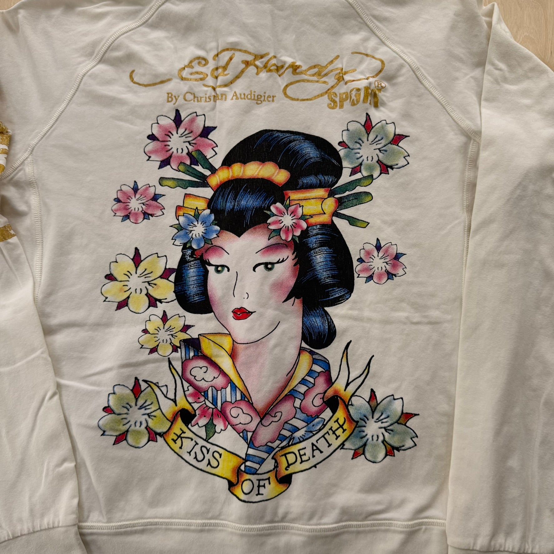 J- Vintage Ed Hardy Geisha Graphic Women's Zip Up Hoodie - L