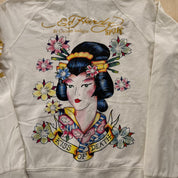 J- Vintage Ed Hardy Geisha Graphic Women's Zip Up Hoodie - L
