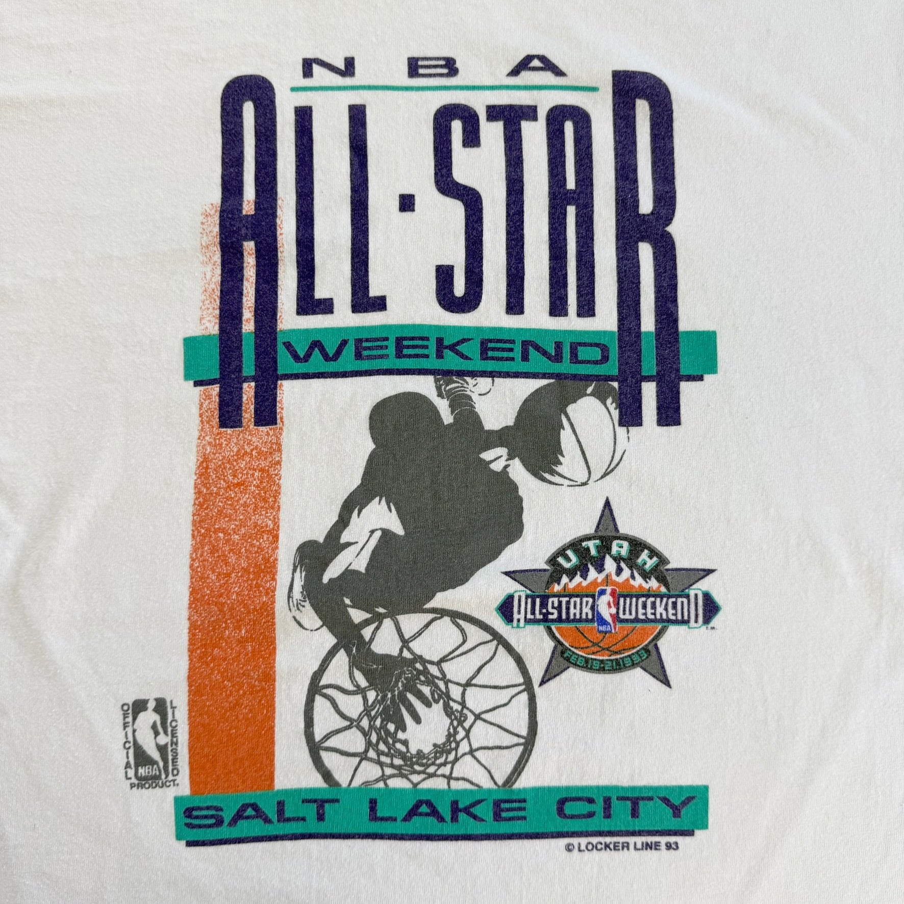 J- Vintage '93 NBA All Star Weekend Salt Lake City Graphic Single Stitch Tee - L